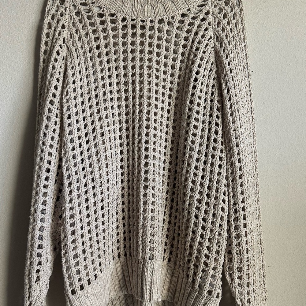 IRO Cream Open-Knit Turtleneck Sweater